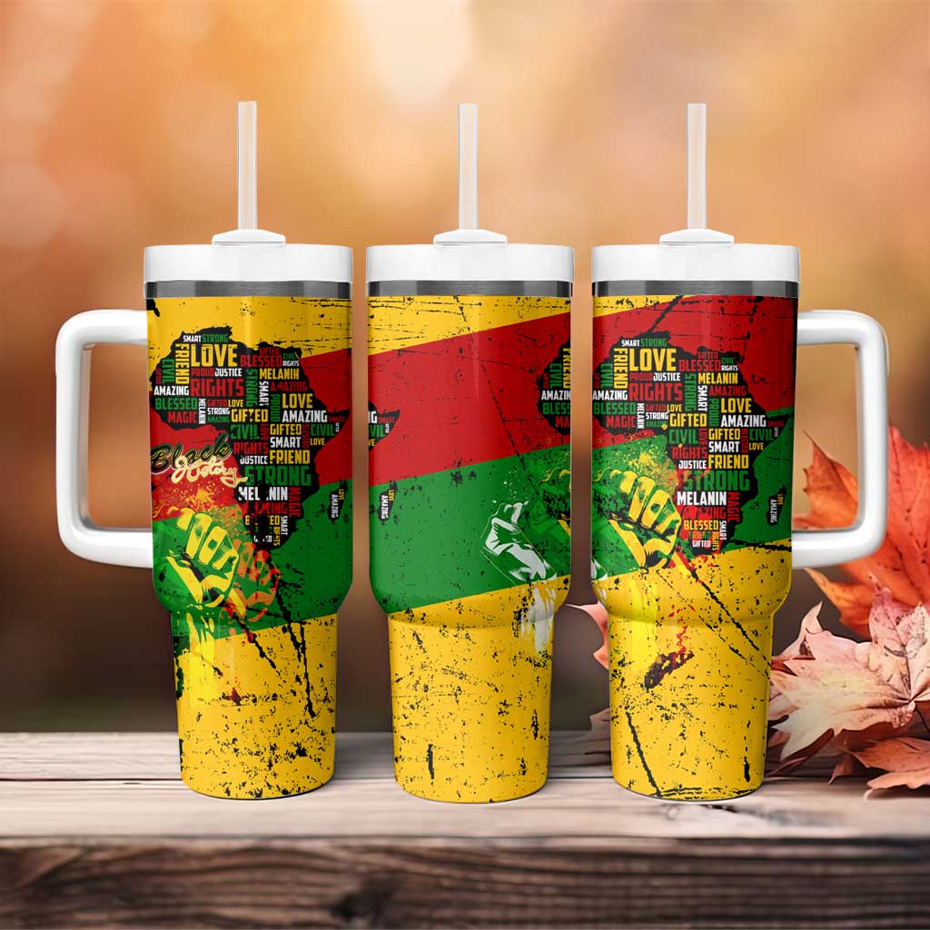 Black History Month Africa Tumbler With Handle Strength Love and Justice Typography