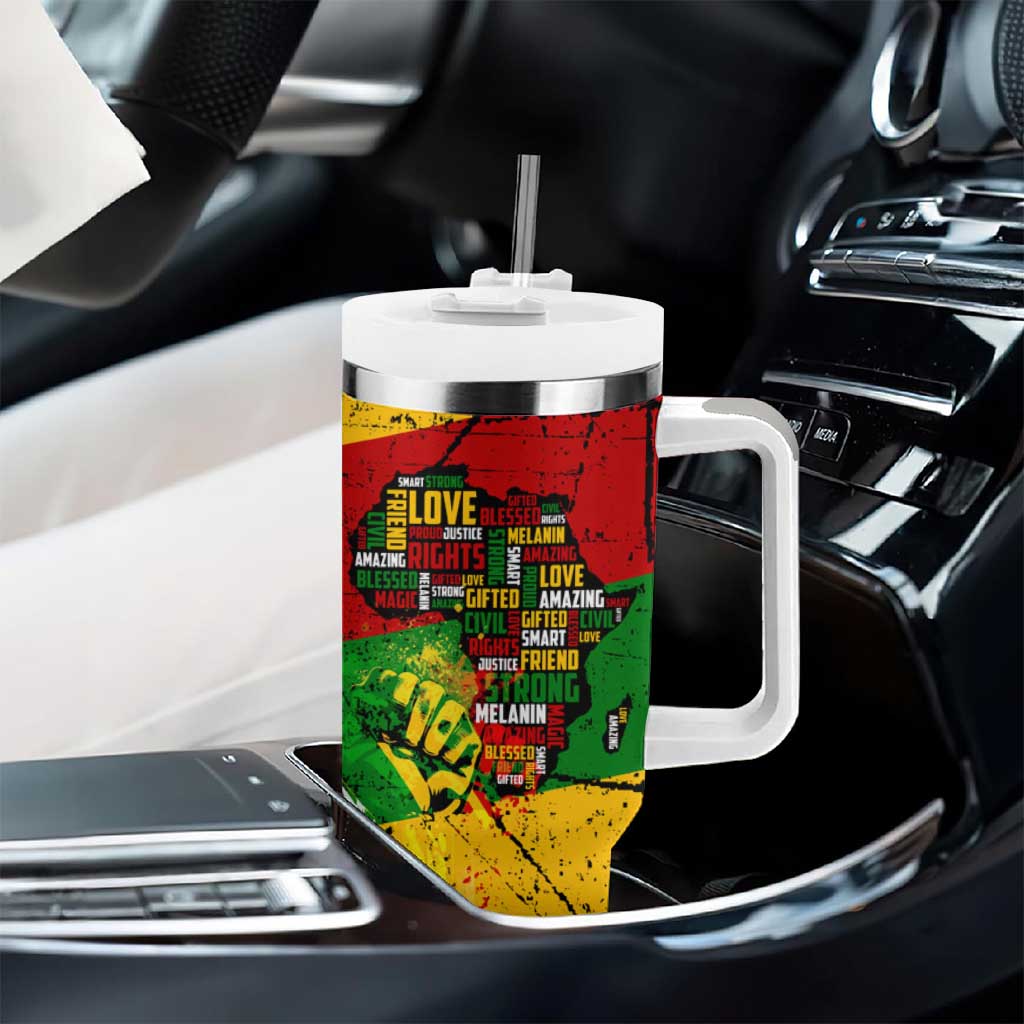 Black History Month Africa Tumbler With Handle Strength Love and Justice Typography