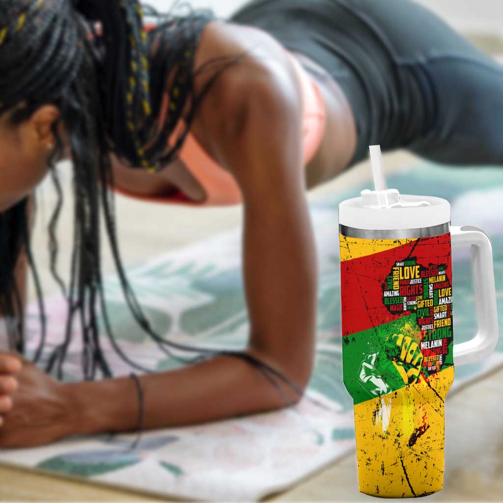 Black History Month Africa Tumbler With Handle Strength Love and Justice Typography