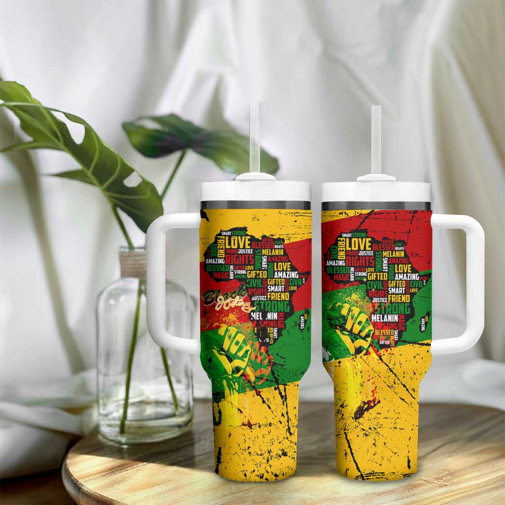 Black History Month Africa Tumbler With Handle Strength Love and Justice Typography