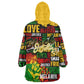 Black History Month Africa Wearable Blanket Hoodie Strength Love and Justice Typography