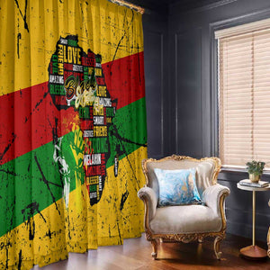 Black History Month Africa Window Curtain Strength Love and Justice Typography