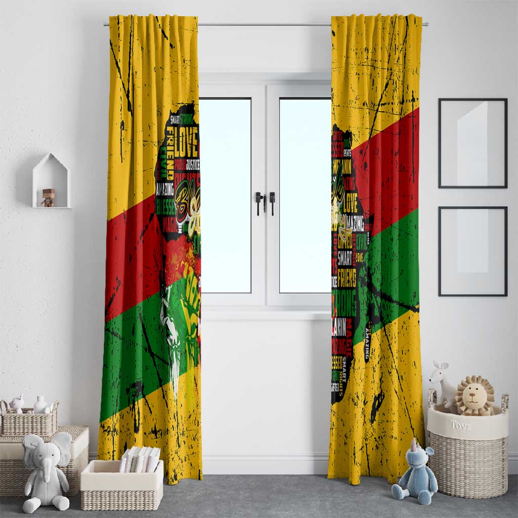 Black History Month Africa Window Curtain Strength Love and Justice Typography