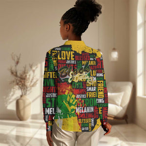 Black History Month Africa Women Casual Shirt Strength Love and Justice Typography