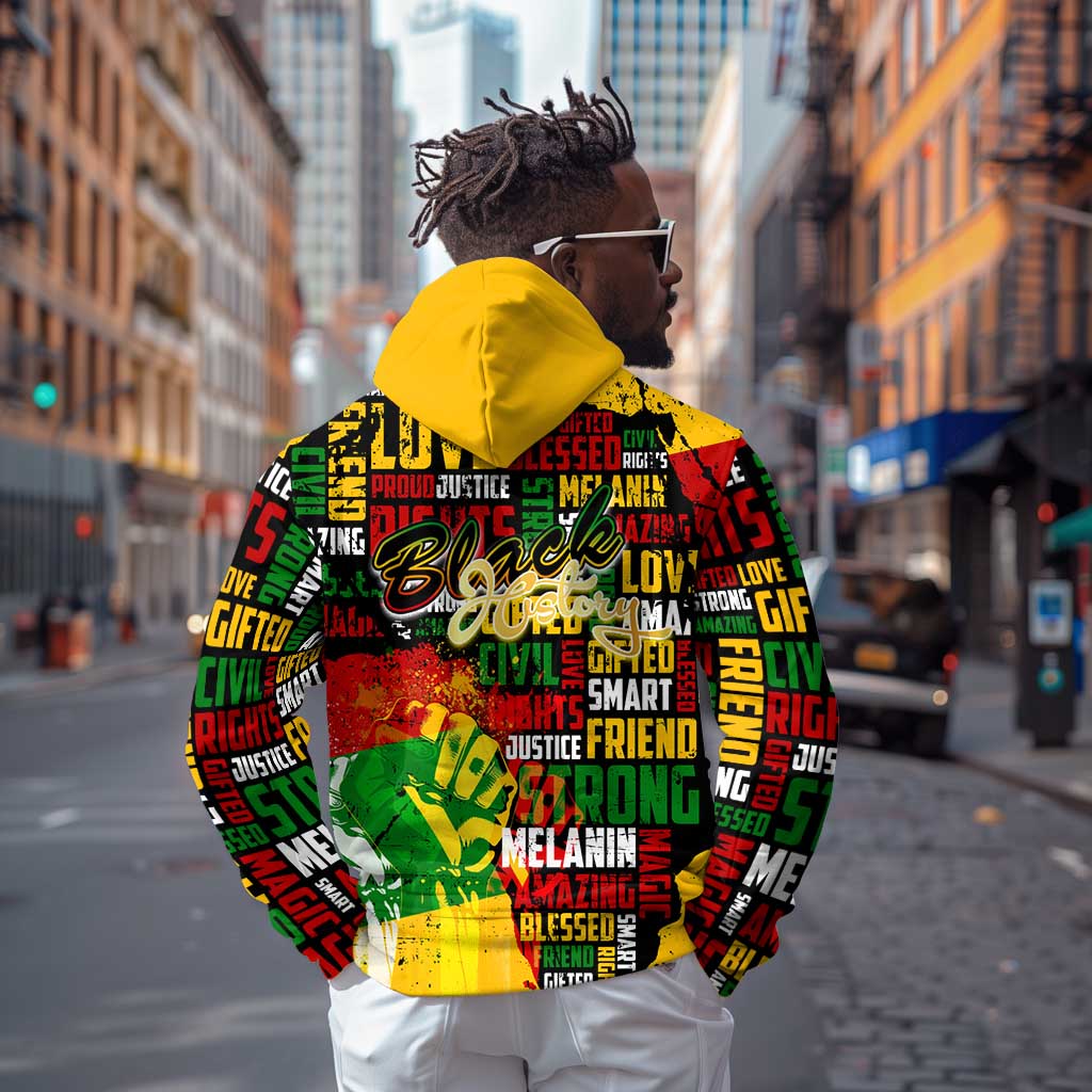 Black History Month Africa Zip Hoodie Strength Love and Justice Typography