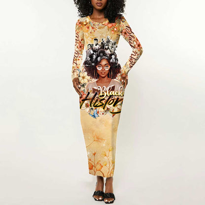 African Women Black History Long Sleeve Bodycon Dress Civil Rights Leaders My Roots DT02