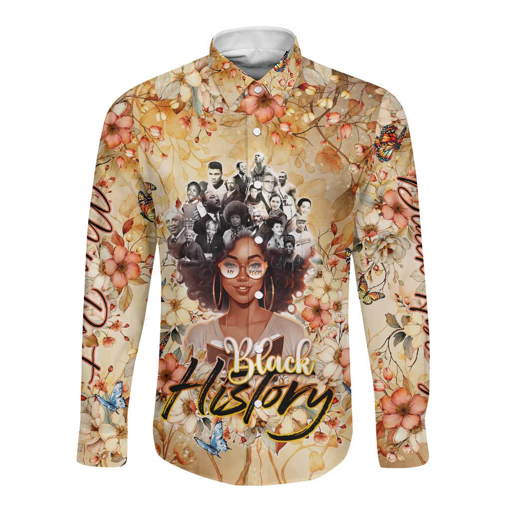 African Women Black History Long Sleeve Button Shirt Civil Rights Leaders My Roots