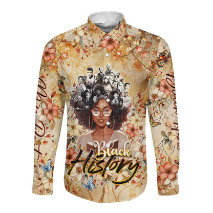 African Women Black History Long Sleeve Button Shirt Civil Rights Leaders My Roots