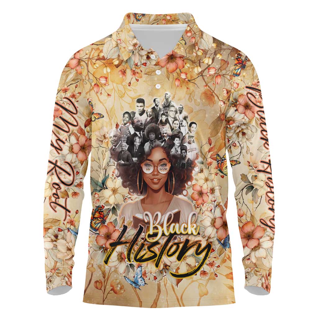 African Women Black History Long Sleeve Polo Shirt Civil Rights Leaders My Roots