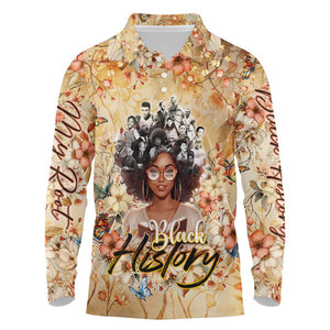 African Women Black History Long Sleeve Polo Shirt Civil Rights Leaders My Roots