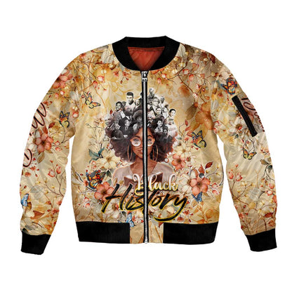 African Women Black History Sleeve Zip Bomber Jacket Civil Rights Leaders My Roots