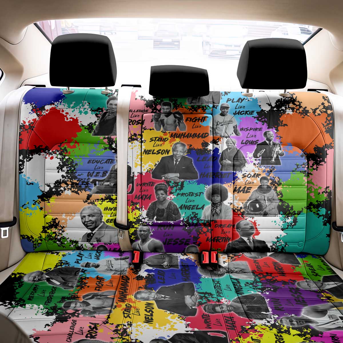 Black History Month African American Back Car Seat Cover Paint Splashes