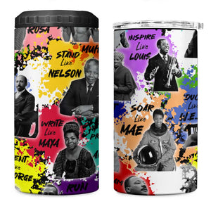 Black History Month African American 4 in 1 Can Cooler Tumbler Paint Splashes