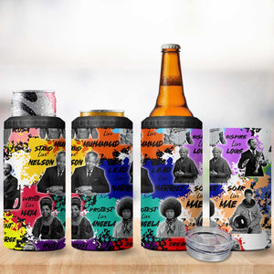 Black History Month African American 4 in 1 Can Cooler Tumbler Paint Splashes