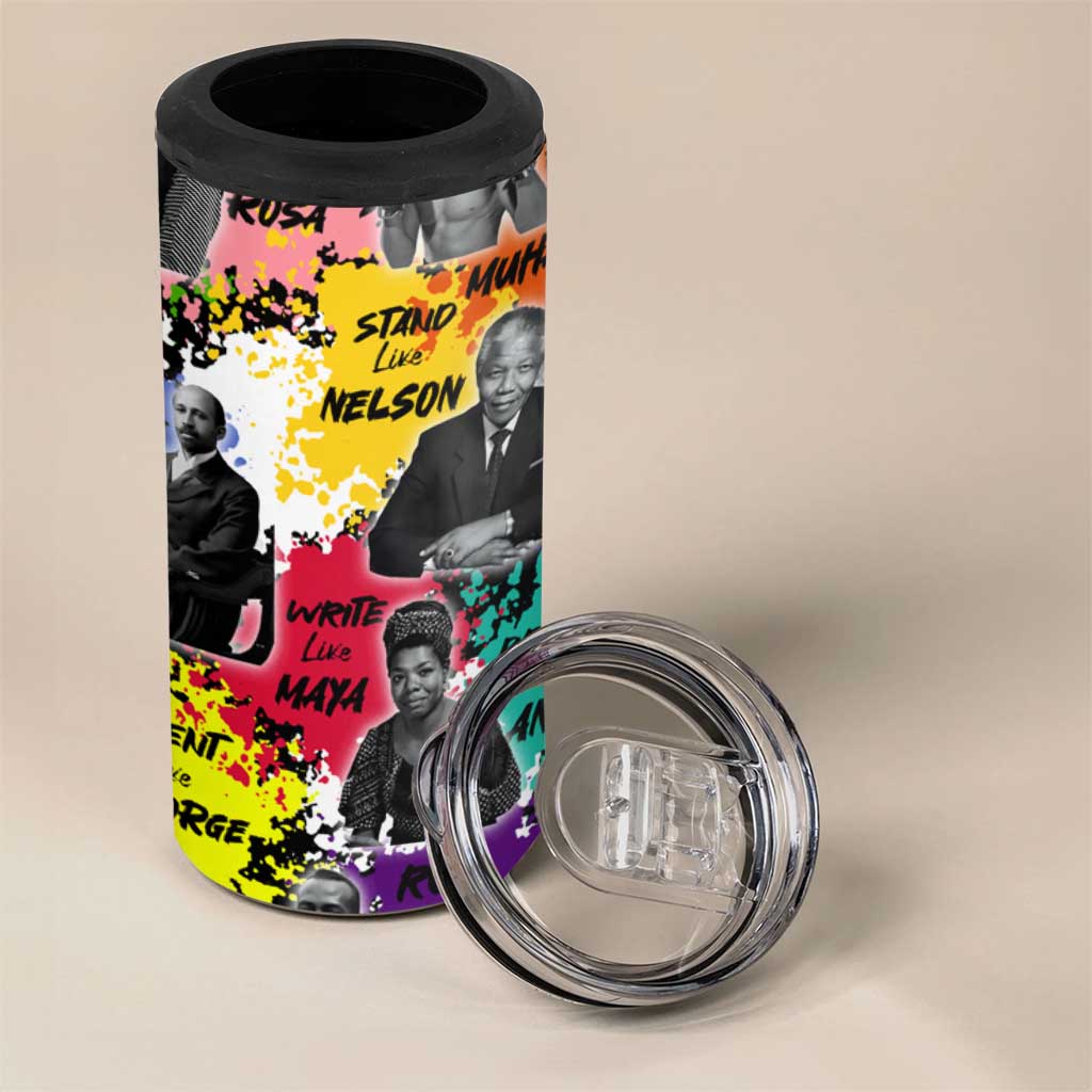 Black History Month African American 4 in 1 Can Cooler Tumbler Paint Splashes