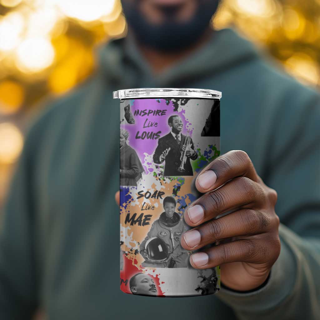 Black History Month African American 4 in 1 Can Cooler Tumbler Paint Splashes