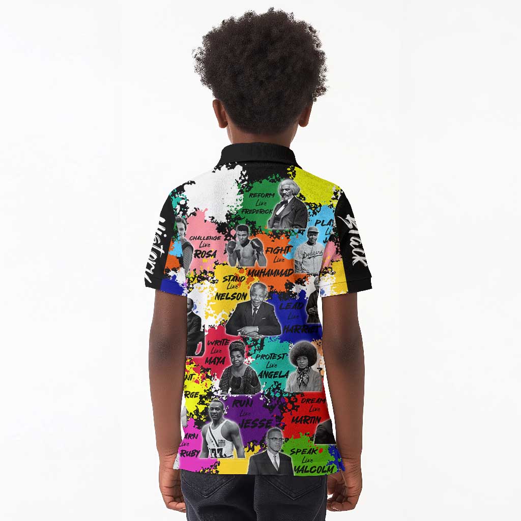 Black History Month African American Kid Polo Shirt Paint Splashes
