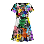 Black History Month African American Kid Short Sleeve Dress Paint Splashes