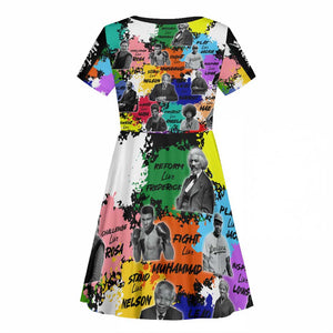 Black History Month African American Kid Short Sleeve Dress Paint Splashes