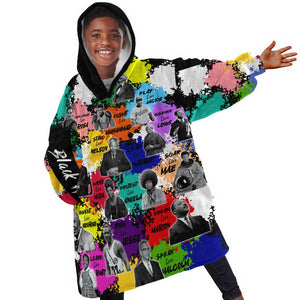 Black History Month African American Kid Wearable Blanket Hoodie Paint Splashes
