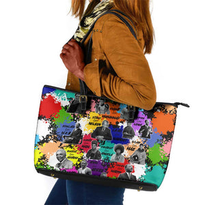 Black History Month African American Leather Tote Bag Paint Splashes