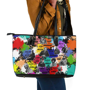 Black History Month African American Leather Tote Bag Paint Splashes