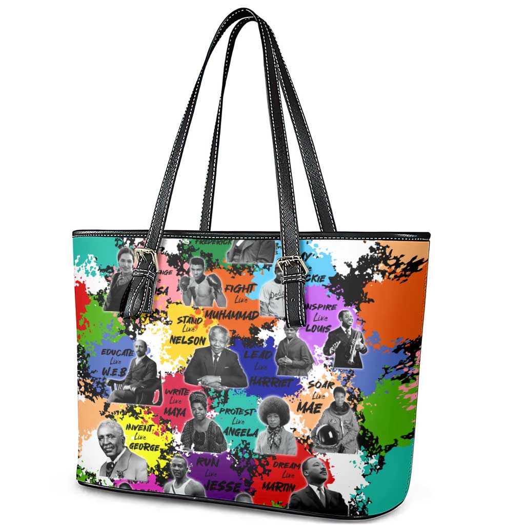 Black History Month African American Leather Tote Bag Paint Splashes