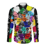 Black History Month African American Long Sleeve Button Shirt Paint Splashes