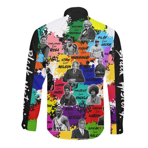 Black History Month African American Long Sleeve Button Shirt Paint Splashes