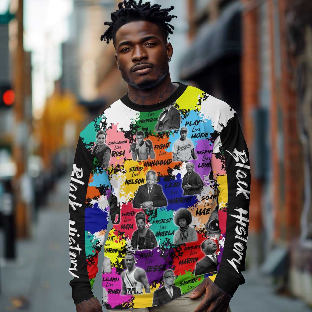 Black History Month African American Long Sleeve Shirt Paint Splashes