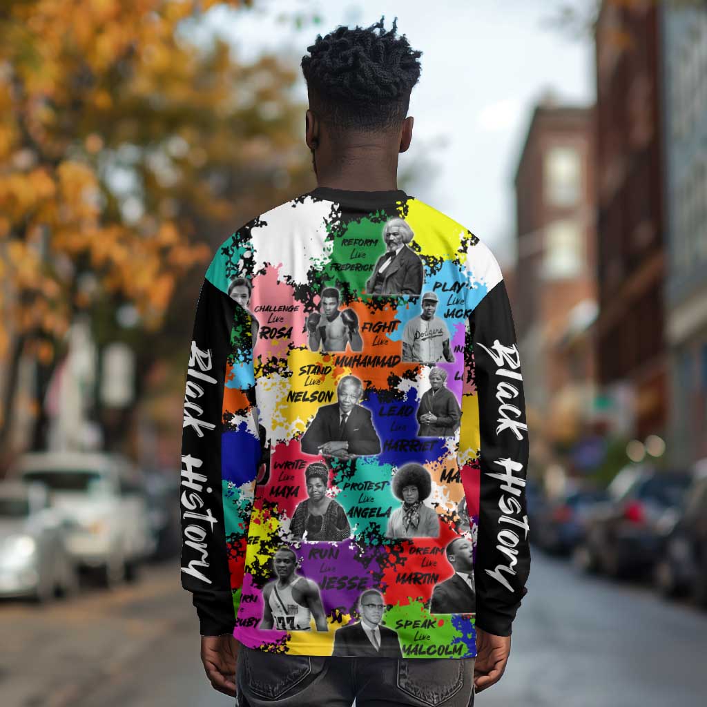 Black History Month African American Long Sleeve Shirt Paint Splashes