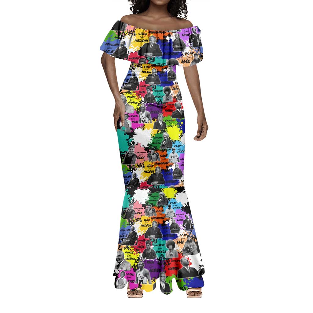 Black History Month African American Mermaid Dress Paint Splashes
