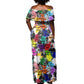 Black History Month African American Off Shoulder Maxi Dress Paint Splashes