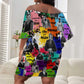 Black History Month African American Off Shoulder Short Dress Paint Splashes