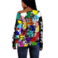 Black History Month African American Off Shoulder Sweater Paint Splashes