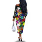 Black History Month African American Off The Shoulder Long Sleeve Dress Paint Splashes
