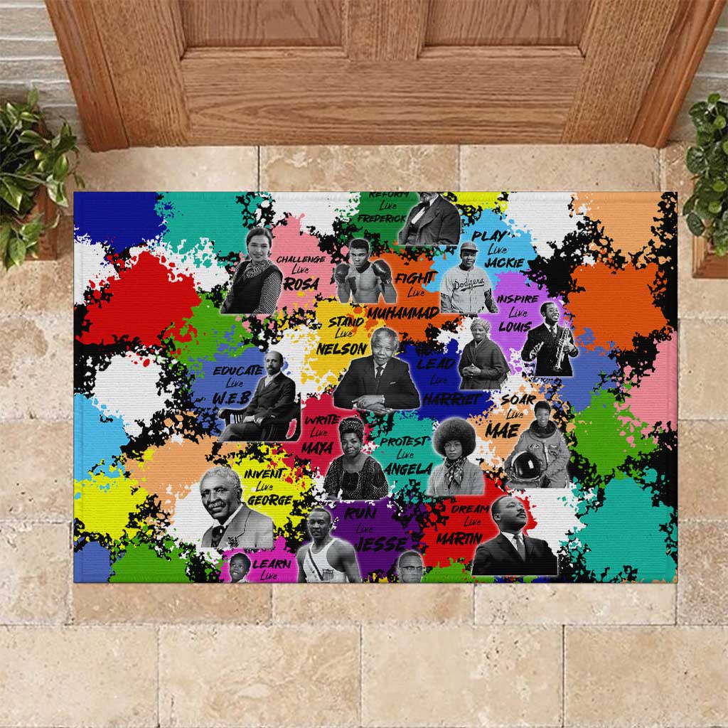 Black History Month African American Rubber Doormat Paint Splashes