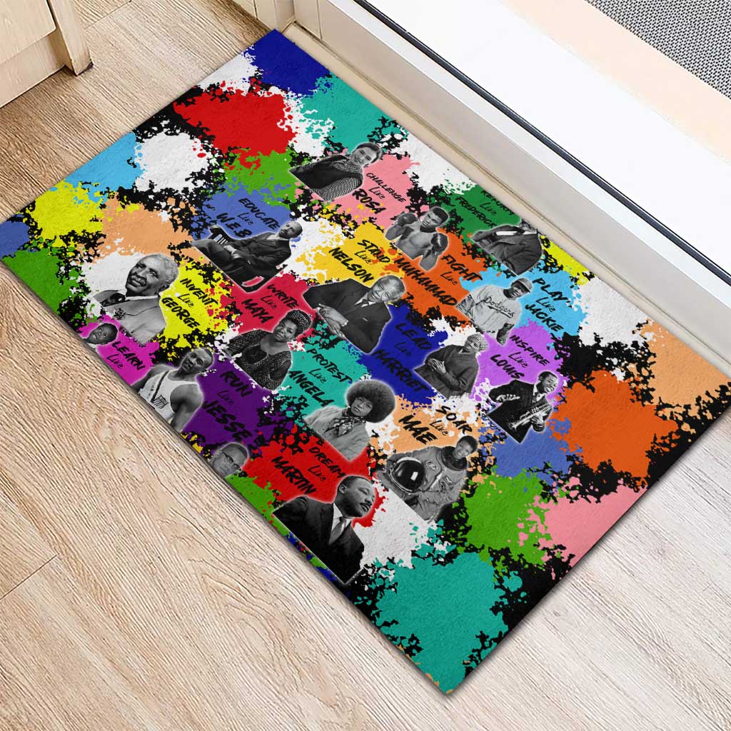 Black History Month African American Rubber Doormat Paint Splashes