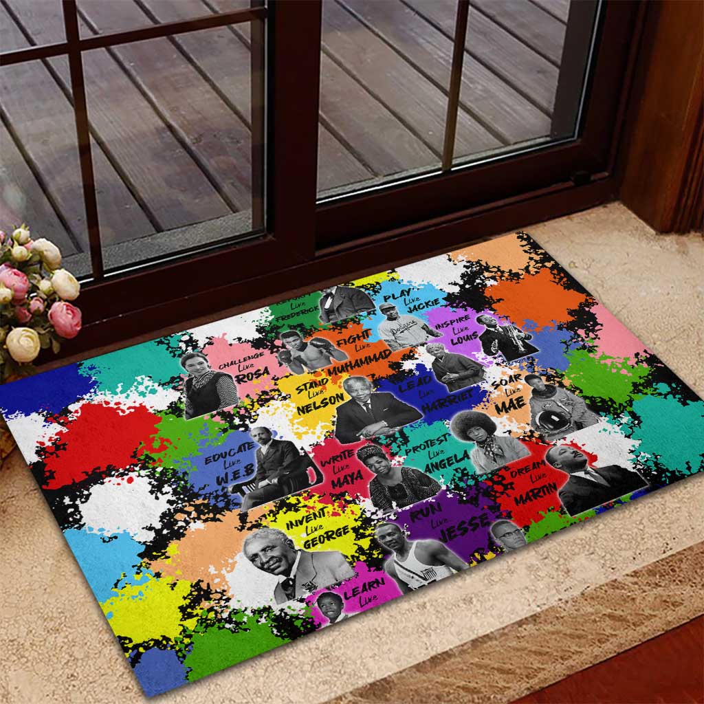 Black History Month African American Rubber Doormat Paint Splashes