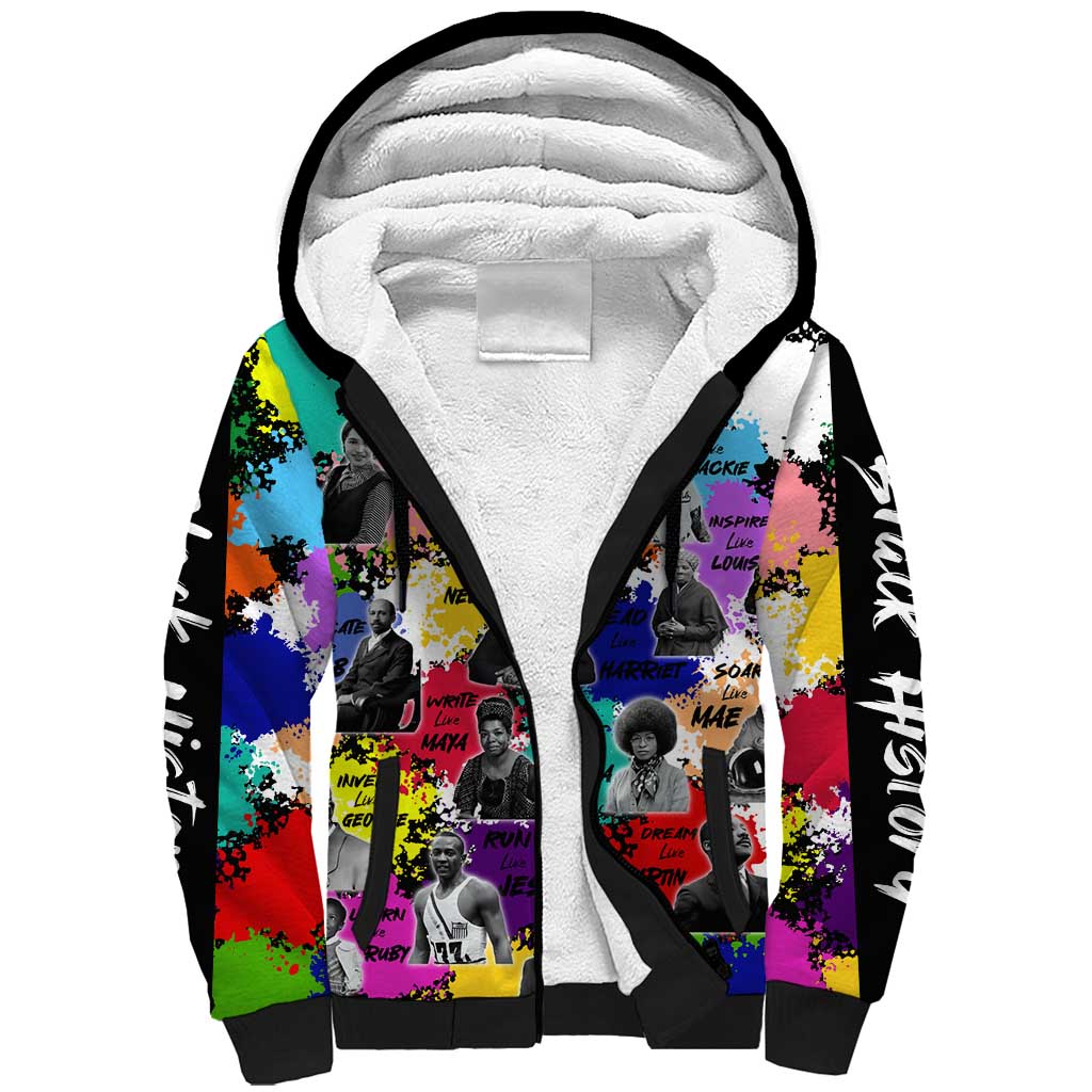 Black History Month African American Sherpa Hoodie Paint Splashes