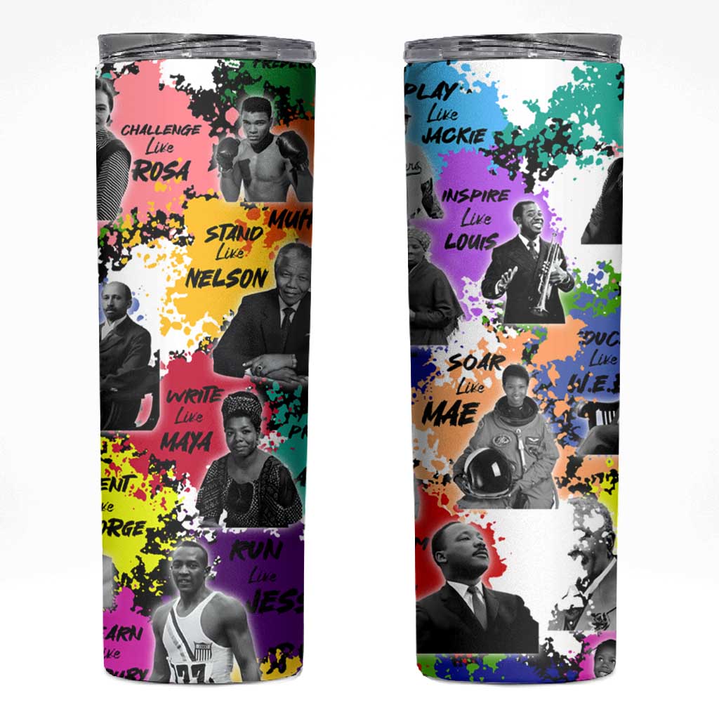 Black History Month African American Skinny Tumbler Paint Splashes