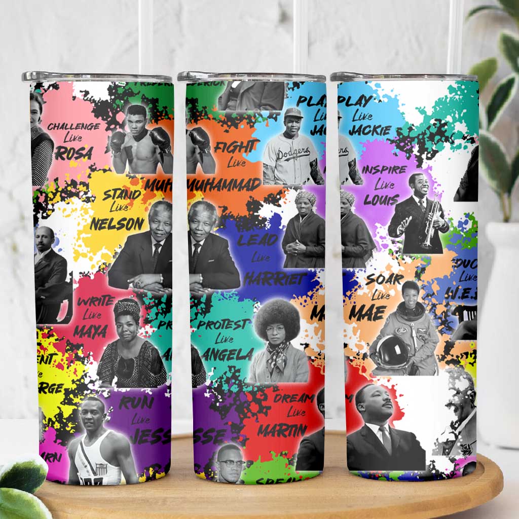 Black History Month African American Skinny Tumbler Paint Splashes