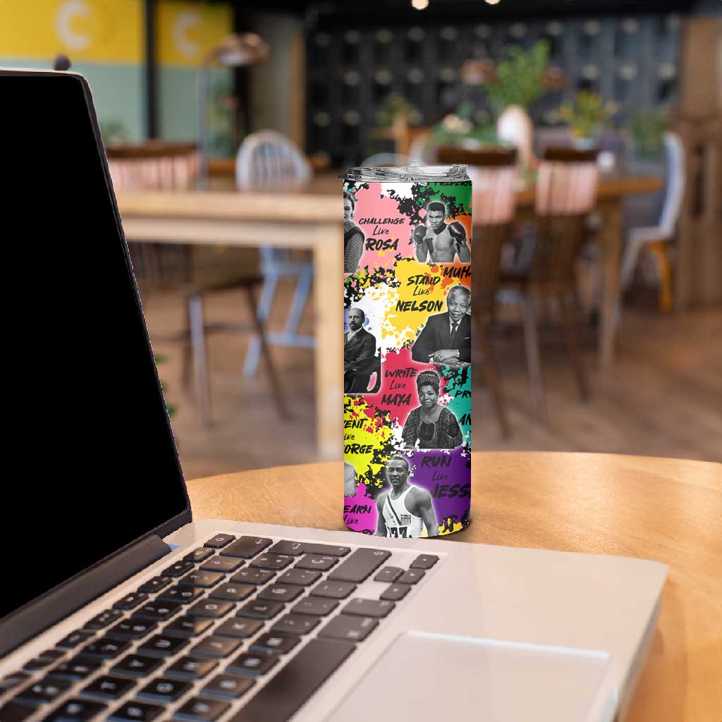 Black History Month African American Skinny Tumbler Paint Splashes