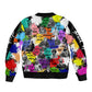 Black History Month African American Sleeve Zip Bomber Jacket Paint Splashes
