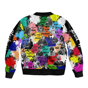 Black History Month African American Sleeve Zip Bomber Jacket Paint Splashes
