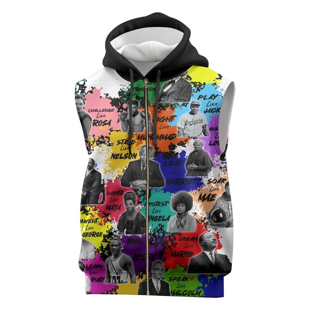 Black History Month African American Sleeveless Zip Hoodie Paint Splashes - African Pride