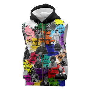 Black History Month African American Sleeveless Zip Hoodie Paint Splashes - African Pride