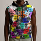 Black History Month African American Sleeveless Zip Hoodie Paint Splashes - African Pride