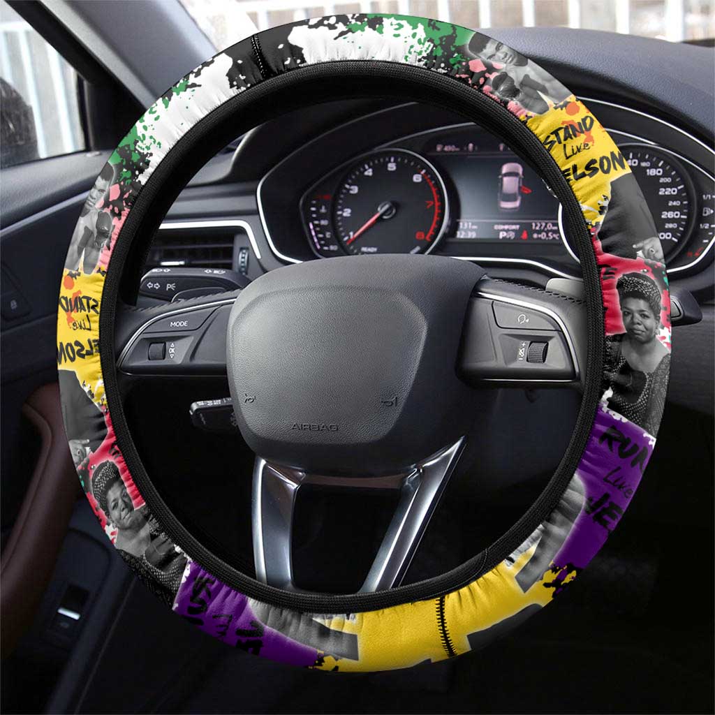 Black History Month African American Steering Wheel Cover Paint Splashes