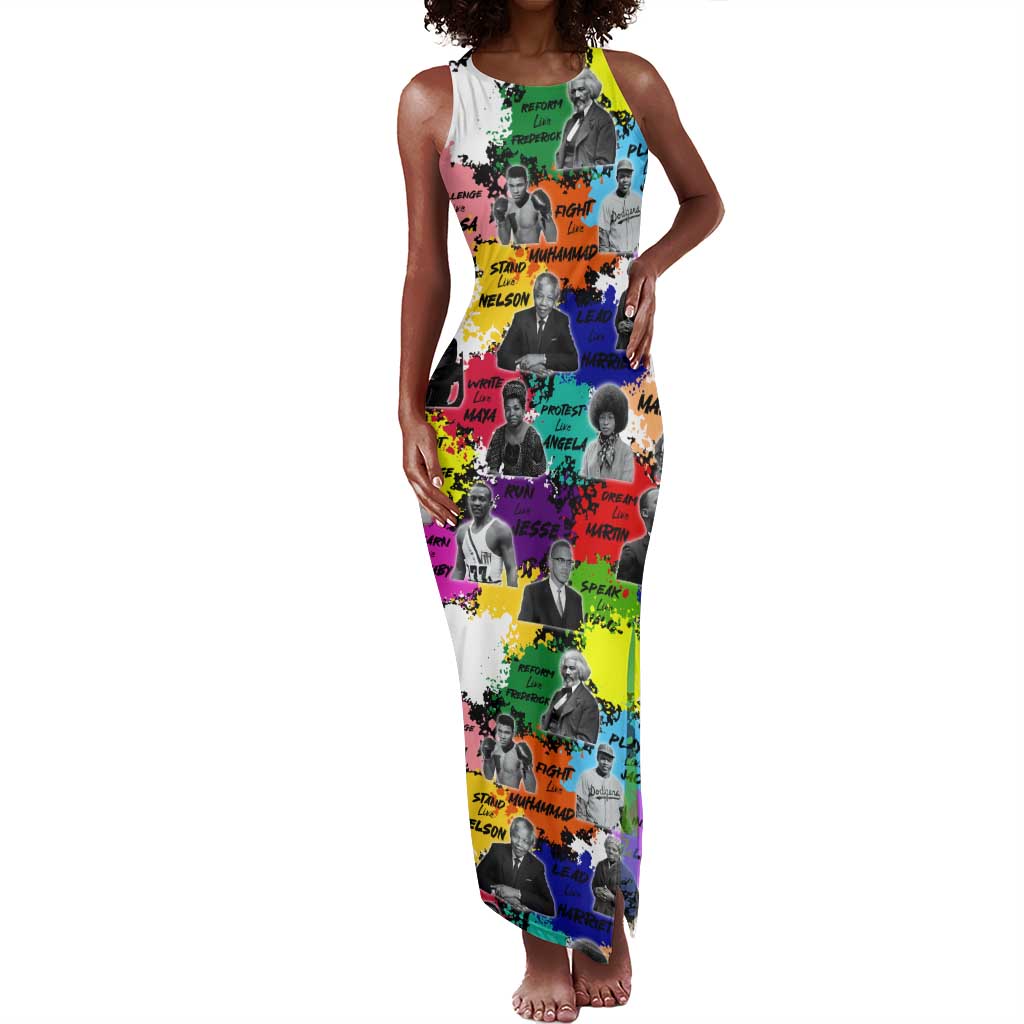 Black History Month African American Tank Maxi Dress Paint Splashes